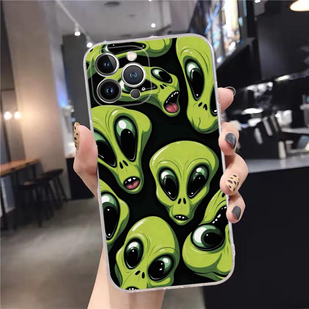 Funny Aesthetics Cartoon Alien Space Phone Case Silicone Soft For Iphone 16 15 14 13 12 11 Pro Mini XS MAX Plus X Cover
