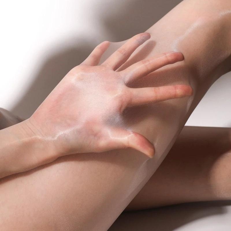 Sexy Women Seamless Deep Crotch Foot Shaped Pantyhose 3D Shiny Transparent Ultrathin Breathable Stocking Ol Ootd Summer Fashion