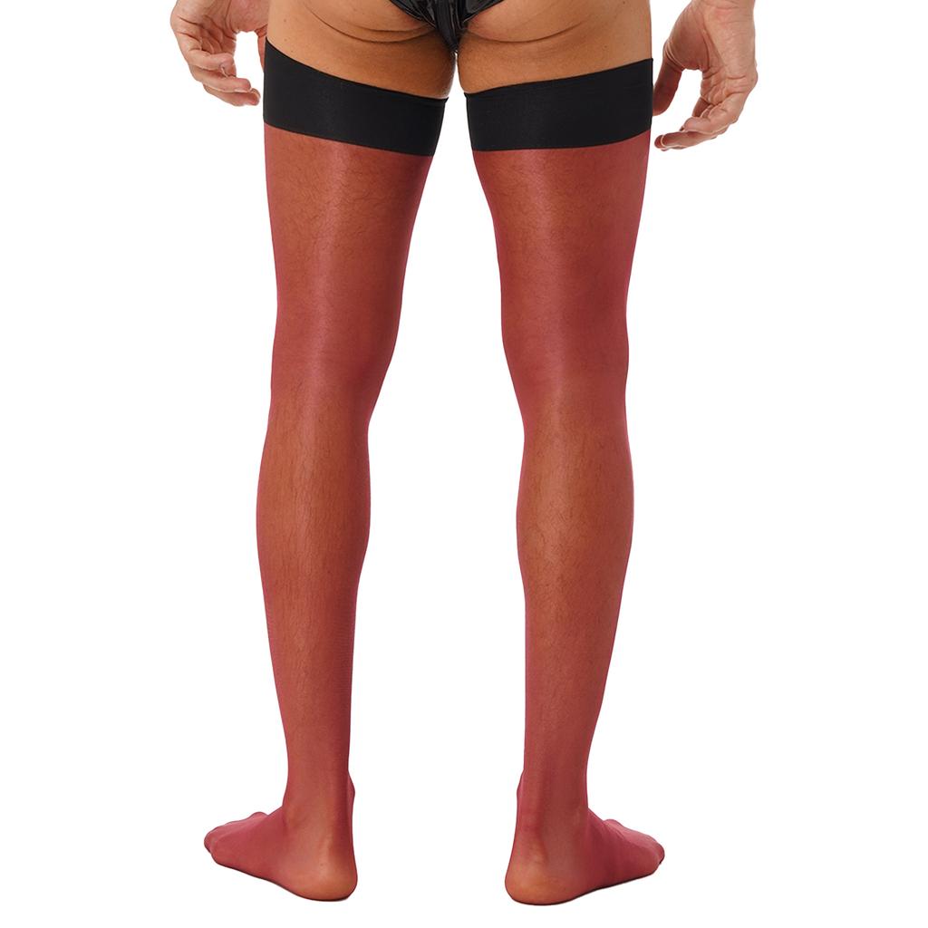 Mens Glossy Stretchy Stockings Sheer Thin Thigh High Socks Costume Accessories