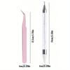 2Pcs Nail Art Diamond Pens with Diamond-encrusted Crayons with Stainless Steel Tweezers Nail Grafting Eyelashes Manicure Tools