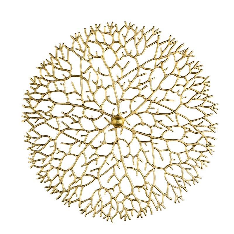 Goldene Wanddekoration Metall Hohl geschnitten Koralle Lotusblatt Fischteich Goldfisch Hintergrund Wandbehang Kupfer Anhänger Heimdekoration