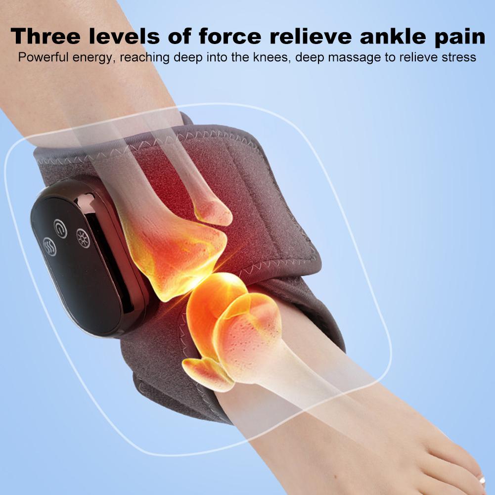 Cordless Heated Ankle Wrap Foot Massager with 3 Vibration Mode 5 Heat Level for Achilles Tendinitis and Plantar Fasciitis