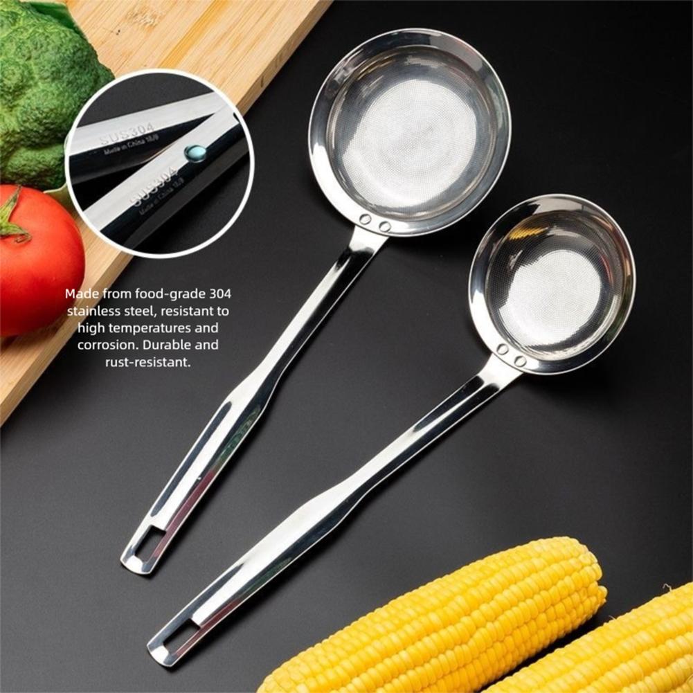 Stainless Steel Colander Spoon,Kitchen Soup Gravy Oil Soup Fat Separator Ladles Skimmer Spoon Soup Colander,Food Net Strainer