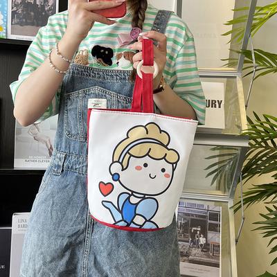 New Children's Bag Illustration Portable Bucket Bag Hand Carry Travel Cute Cartoon Shoulder Bag Oil Painting Cute Bucket Bag