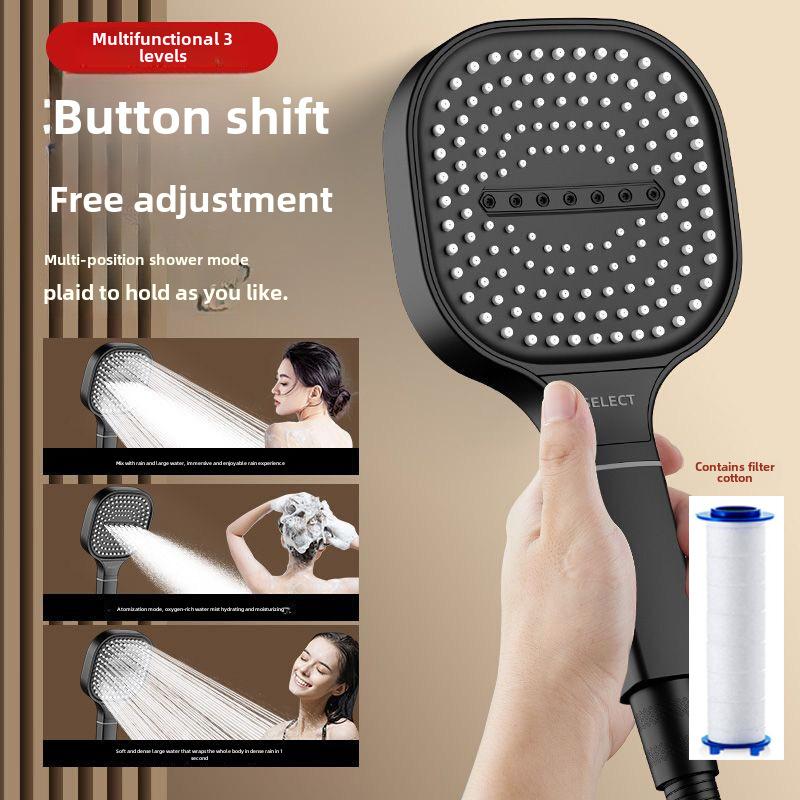 Pommeau de Douche à Main Haute Pression avec Filtre, Carré en Plastique Mural Massant pour Accessoires de Salle de Bain