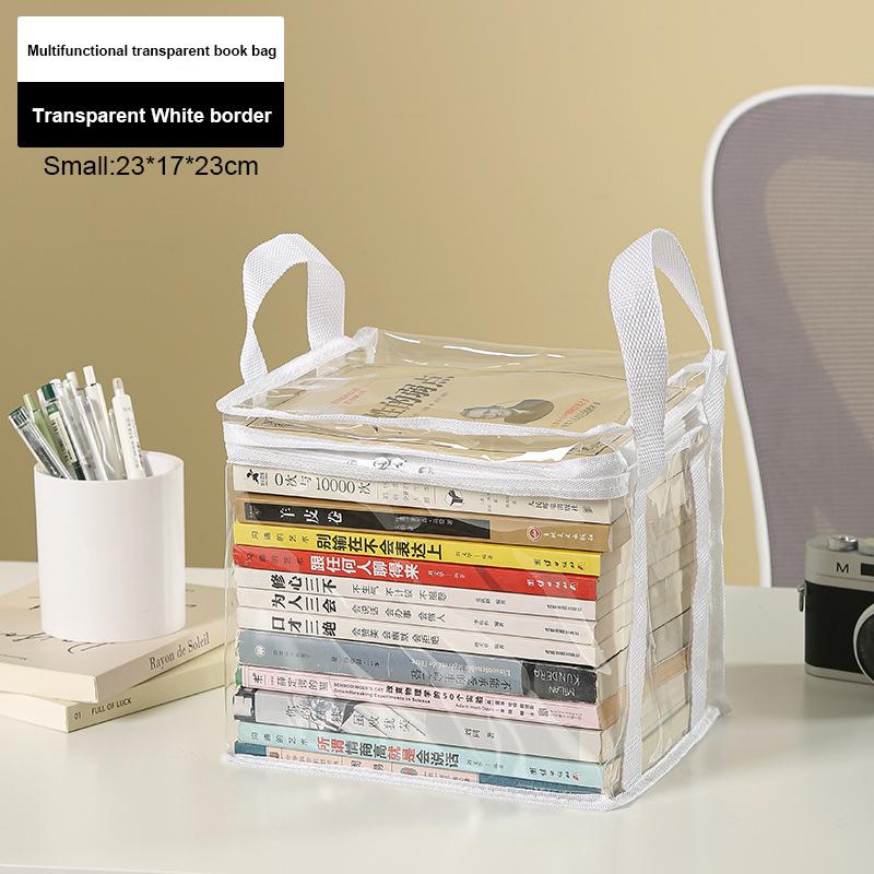 Transparent Foldable Book Box Student Dormitory Classroom Book Organizer Waterproof PVC Household Clothes Organizing Storage Bag