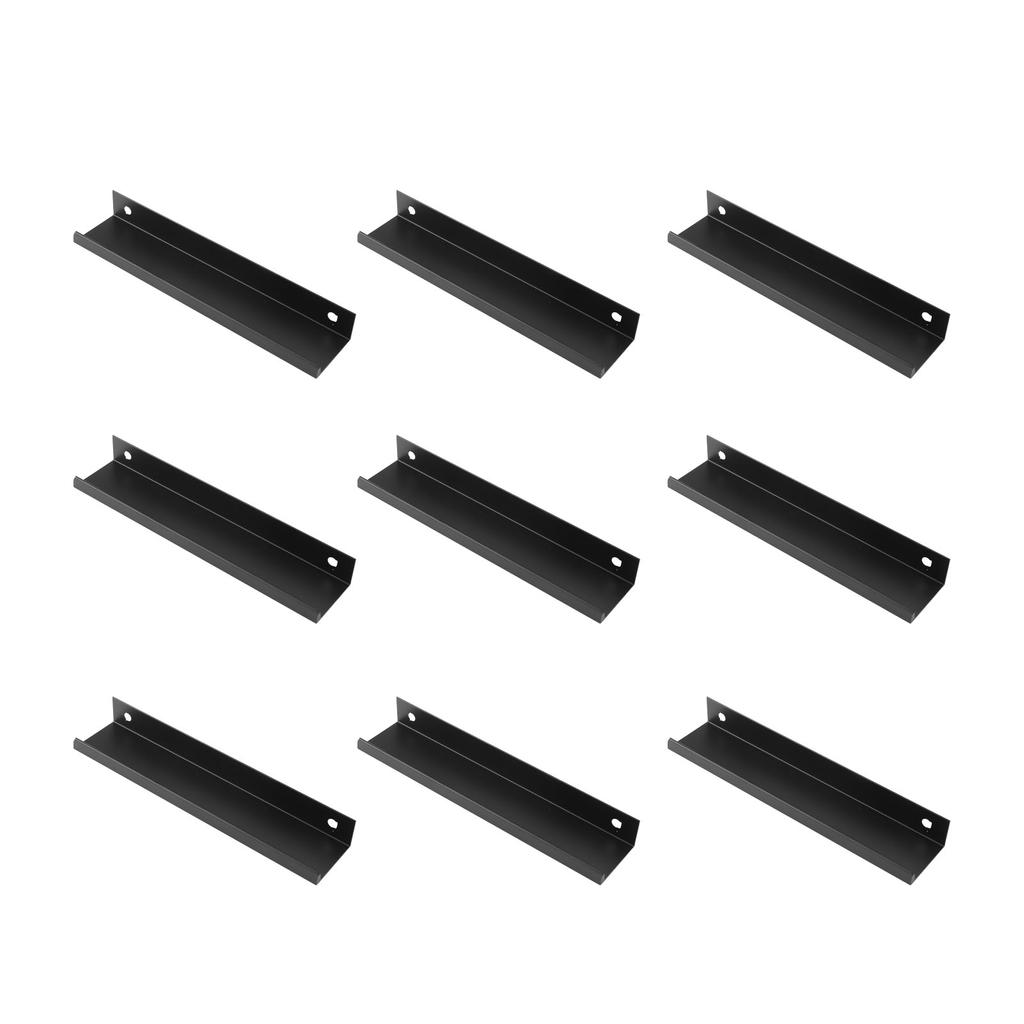 10 ks úchytek pro prsty z černé moderní hliníkové slitiny o tloušťce 1 mm, skrytá úchytka pro skříňky