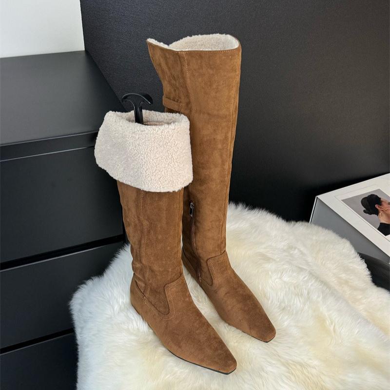 Women's Large Size Soft Sole Winter Warm Fur One Snow Boots Padded Lined Ankle Boots Anti-slip Hiking Casual Sports Cotton Boots Rider Boots