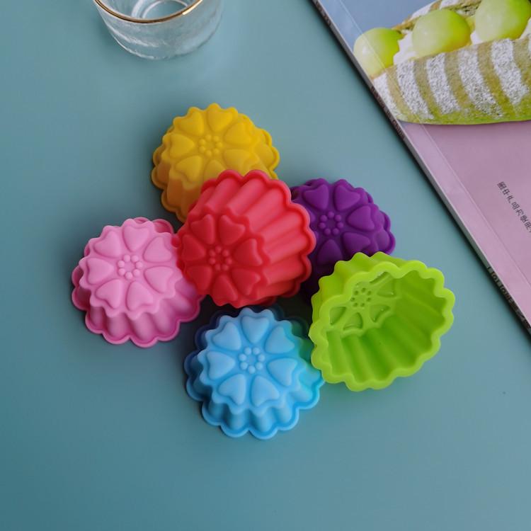 Colorful Silicone Rose Baking Molds - 5CM Cake & Muffin Cups, Pudding, Jelly, and Soap Molds