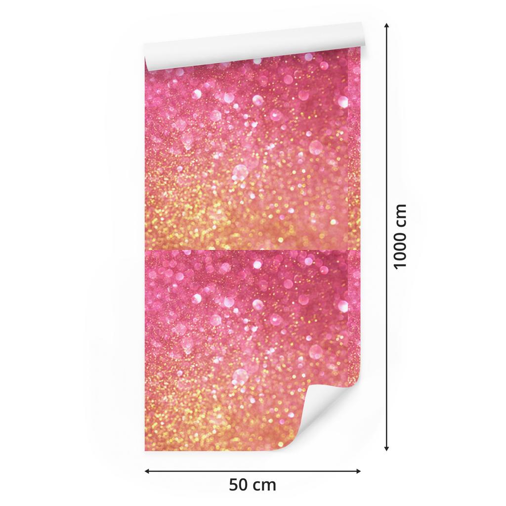 Coral and powder pink glitter wallpaper for living room and bedroom 50x1000