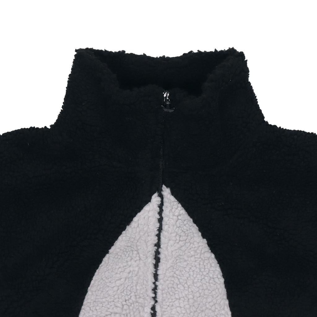 Adidas Originals Velvet Stand Collar Sport Thick Jacket With Contrast Logo Unisex Jackets Black HC0325