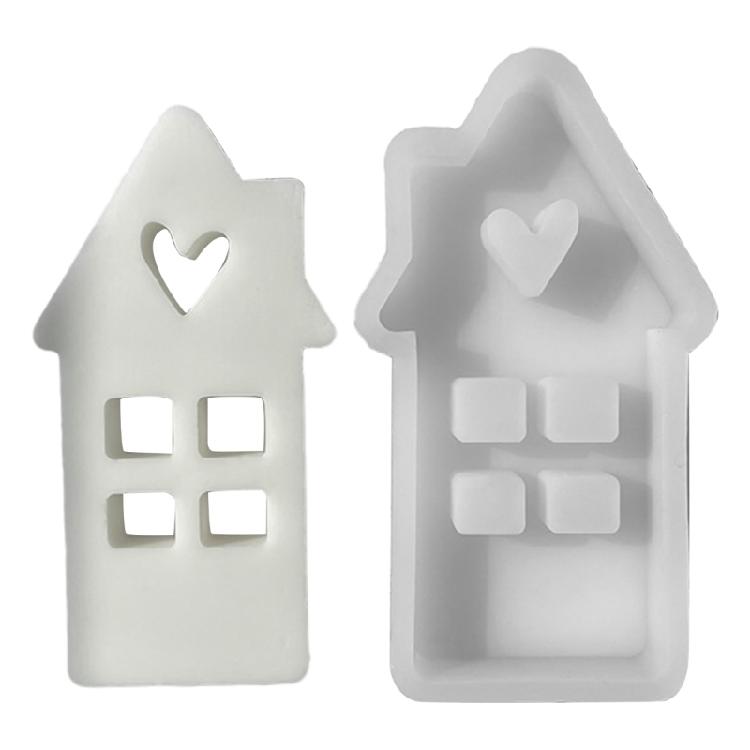 House Shape Candle Mold Heart Resin Casting Mold for Making Gypsum Ornaments L