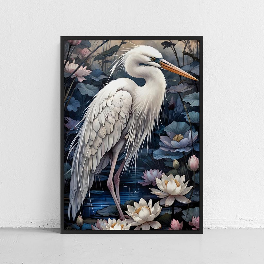 Poster Paintings Bird In Flowers In Frame