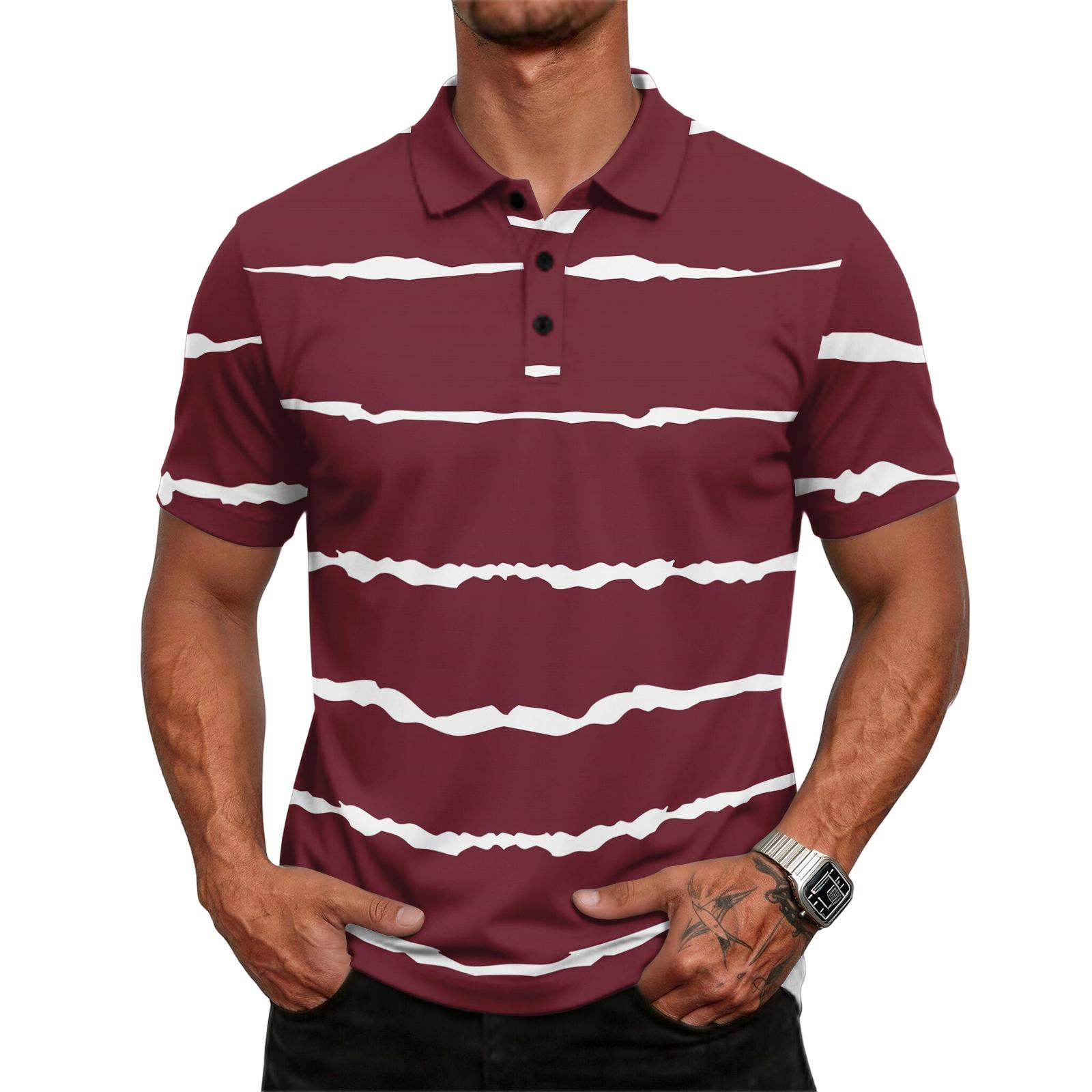 

Men s casual loose-fitting stylish striped patterned short-sleeved T-shirt top XL