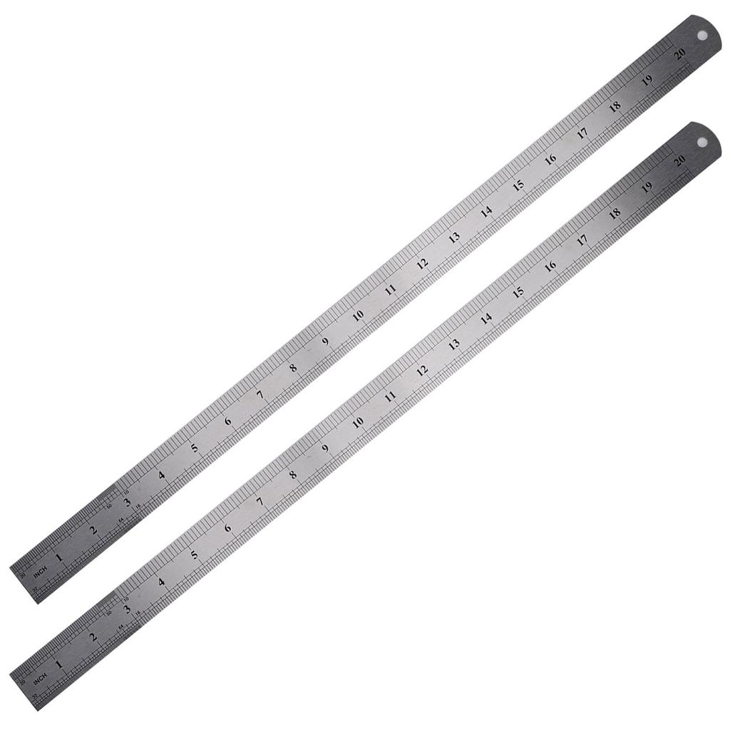 2Pcs Steel Ruler Woodworking Marking Locator Measuring Tape Tool DoubleSided Scale 50cm