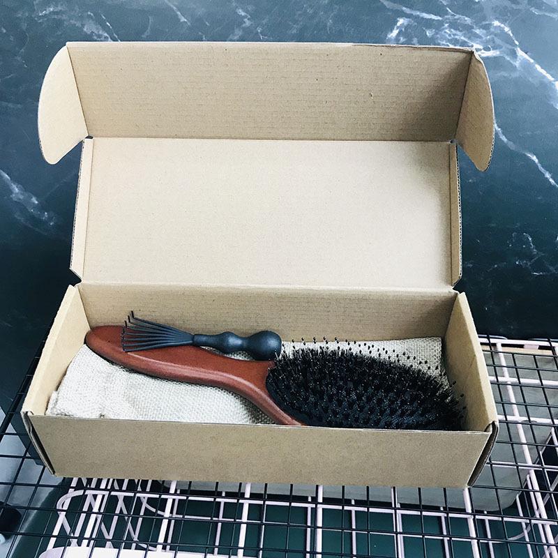 Comfortable Beech Wood Boar Bristle Air Cushion Comb with High Elasticity Massage Airbag