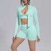 Seamless Solid Color Tight-fitting High-elastic Back Shorts Three-piece Sports Running Fitness Yoga Clothing Set