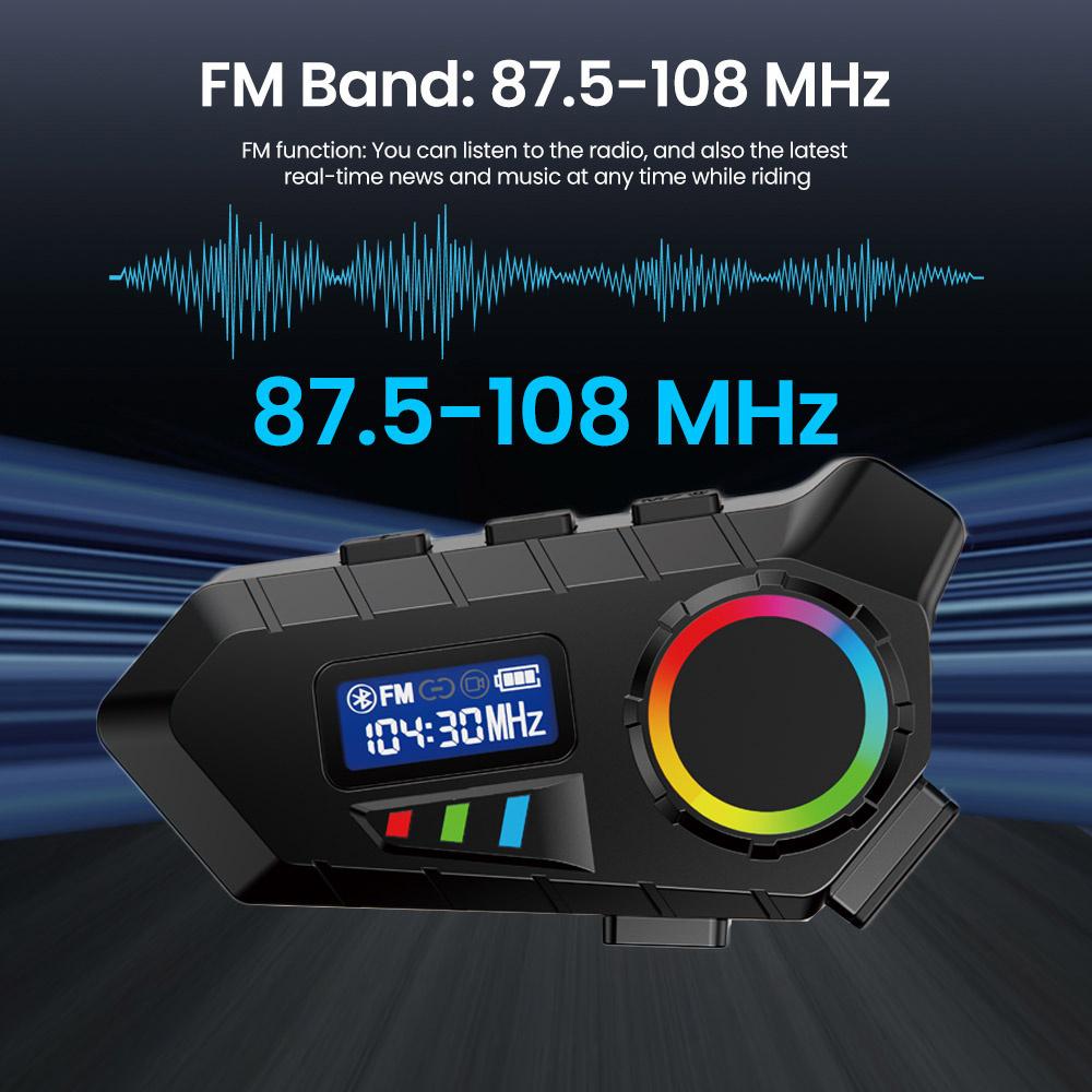 K30 Motorcycle Helmet Bluetooth 6 Headset FM Radio Stereo Earphone Waterproof Handsfree Headphone Voice Control Noise Reduction