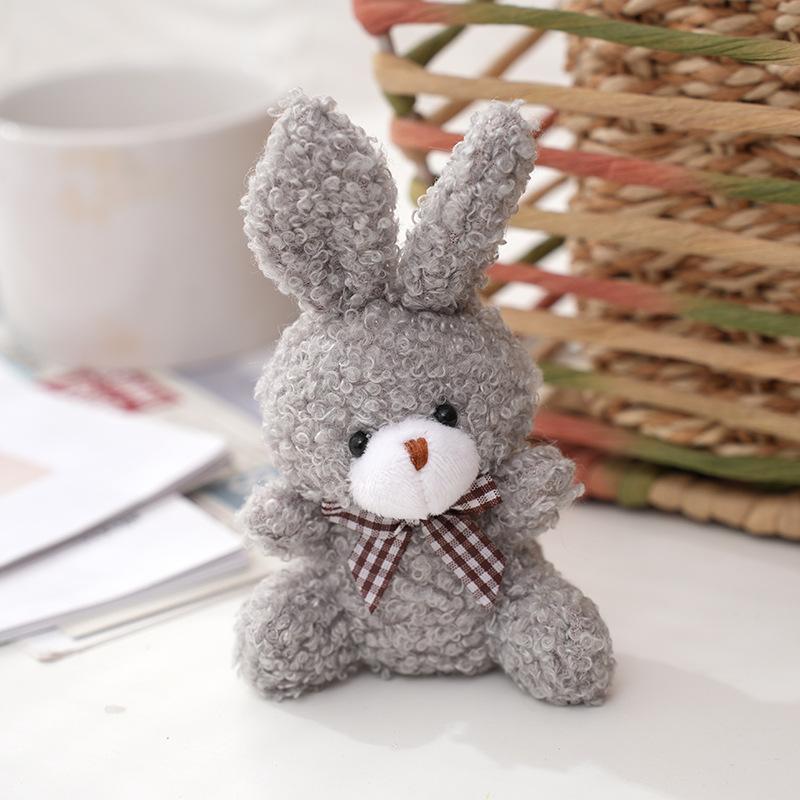 10cm Soft Stuffed rabbit Plush Toys Mini Bow-tie sitting bunny Dolls Small Gift for Party Wedding Keychain Pendant Teddy Doll