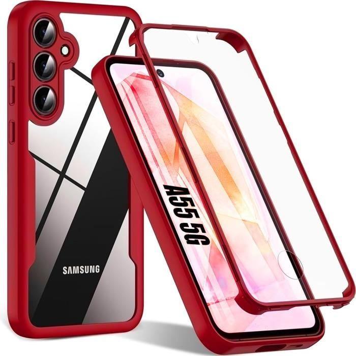 Coque - Samsung - Galaxy A55 5G - Protection 360 - Rouge - Rigide