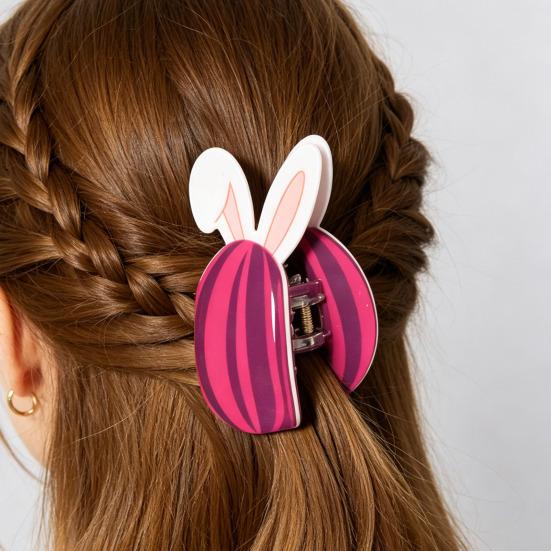 Yousheng Hair Claw Easter Bunny Design Back Head Hair Clip Anti-slip Teeth Strong Grip Shark Hair Clip Lightweight Versatile Hair Accessory
