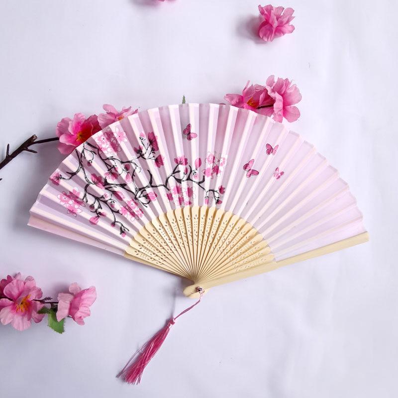 Vintage Bamboo Silk Women's Folding Fan - Portable Dance Gift