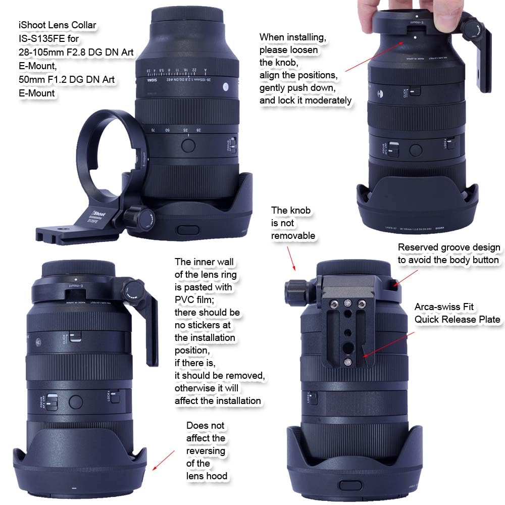 Camera Ring Tripod Tripod Mount Lens Support Lens Bracket Tripod Compatible with Sigma Lenses DG DN 50mm DG DN 50mm DG HSM 28mm DG HSM Art and Ball