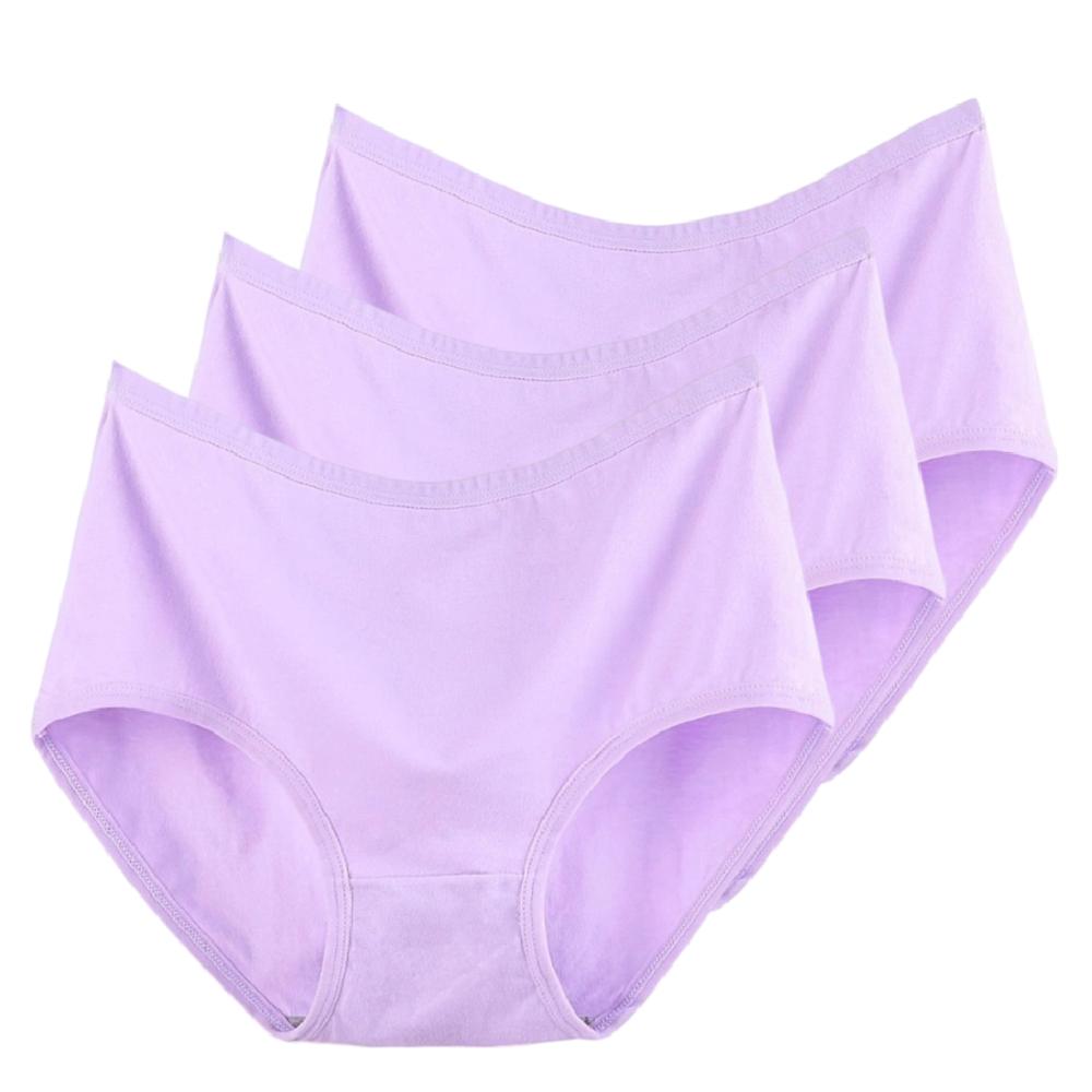 3pcs High Waist Women's Panties Women's Large Size Panties Solid Color High-waisted Triangle Pants Underwear Briefs