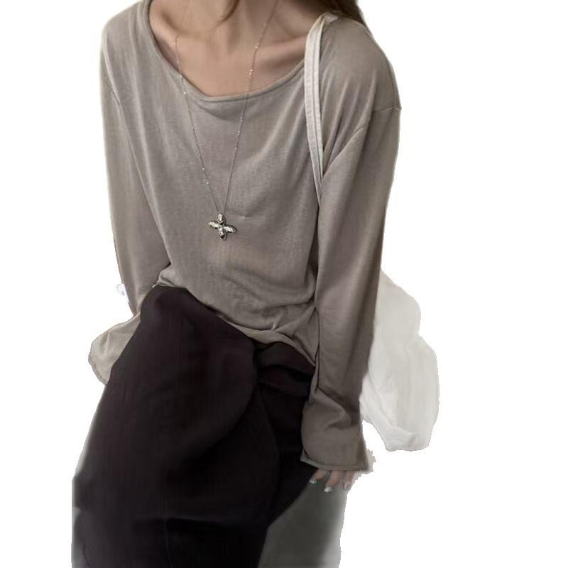2026 Womens Loose Long Sleeve T-Shirt With Tencel Lyocell Cooling Fabric Breathable Casual Top Yoga Daily Outdoor