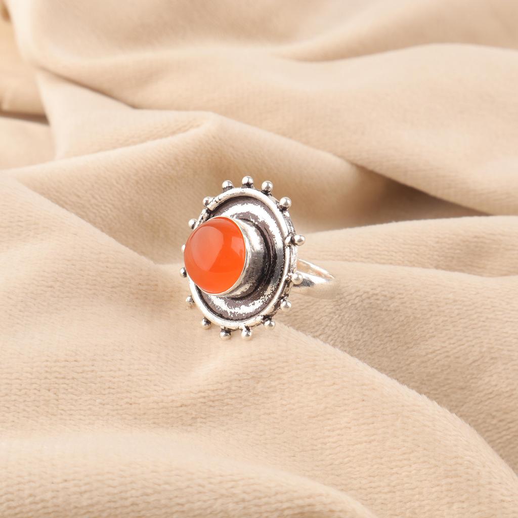 Karneol Edelstenssmykker, 925 Solid Sterling Sølvring, Håndlaget Blålysende Sølvring Smykker Til Thanksgiving-gave