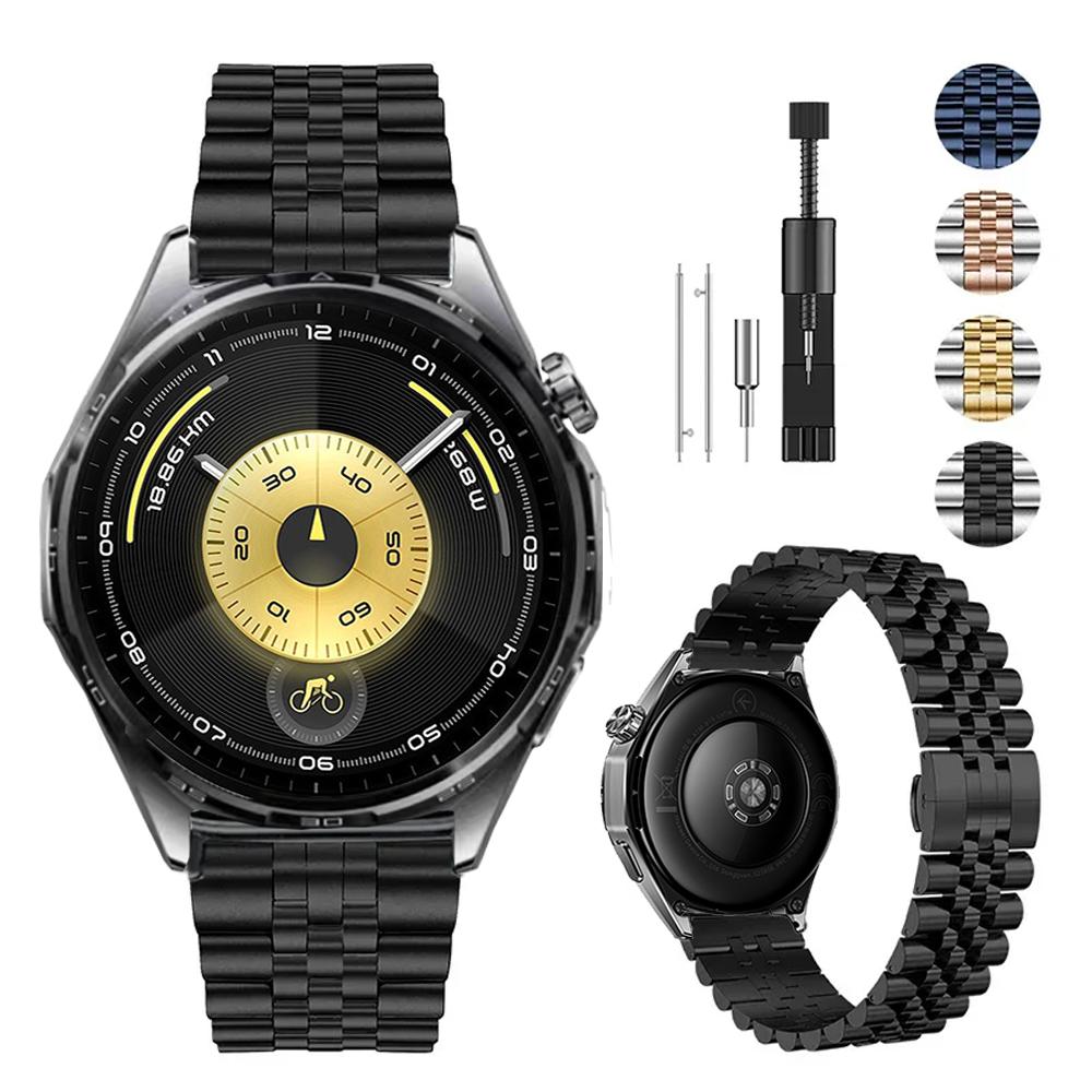 

22 мм Роскошный металлический ремешок для Huawei Watch 5 GT6-5 Pro GT4-3-2 46 мм Браслет из нержавеющей стали Ремешок для часов Для Amazfit Bip 6 Balance 2 Garmin 970 965 955 чёрный