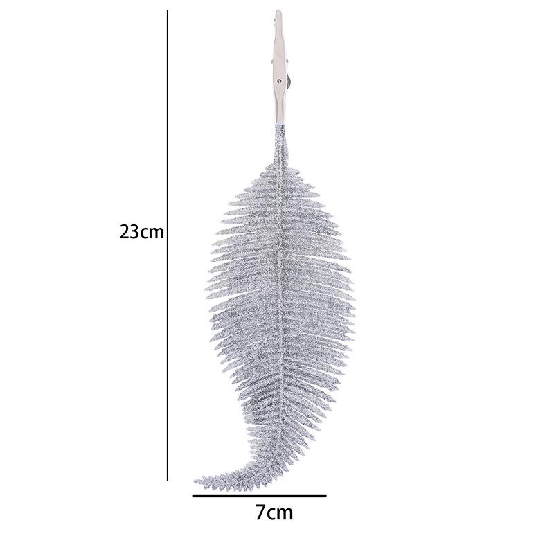 5Pcs Glittering Feather Artificial Leaves Clip Christmas Tree Ornaments Navidad New Year Wedding Christmas Party Home Decoration