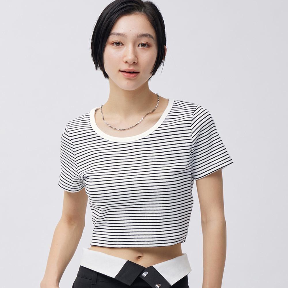

GU by Uniqlo Rib Mini T с каймой с коротким рукавом +E