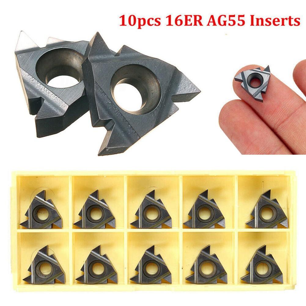 10Pcs 6mm 16ER AG55 Carbide Threading Inserts CNC Lathe Turning Blade Tool