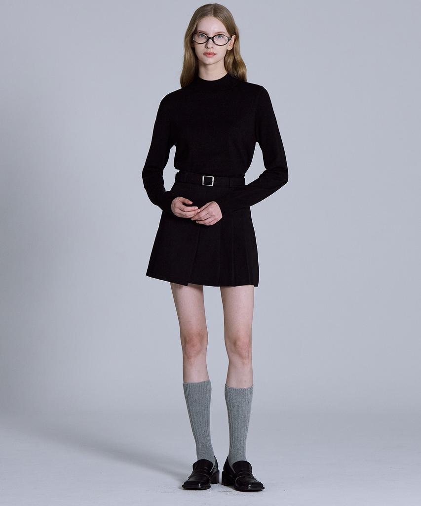 BASIC HOUSE Women'S High-Neck Long-Sleeve Sweater Black Lykt7202