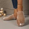 Women Sandals Round Headed Fish Mesh Hollow Ballet Shoes for Summer New Fashionable Flat Bottomed Slides Women Slippers