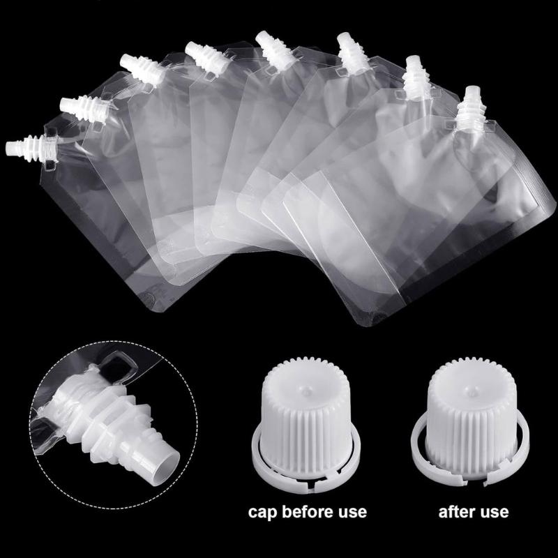 50pcs/set Spouted Pouch Drink Packaging Bag Water Wine Beverage Liquid Storage Bags For Outdoor Travel Camping Fishing
