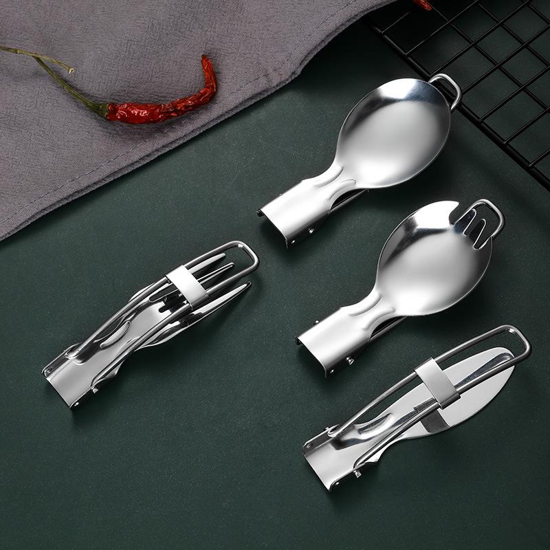 Portable 304 Stainless Steel Folding Cutlery Set: 3-Piece for Students & Outdoor Use