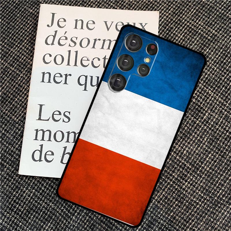 France Flag For Samsung Galaxy S24 S23 Ultra S22 S20 S21 FE S8 S9 S10 Note 10 Plus 20 Ultra Phone Case