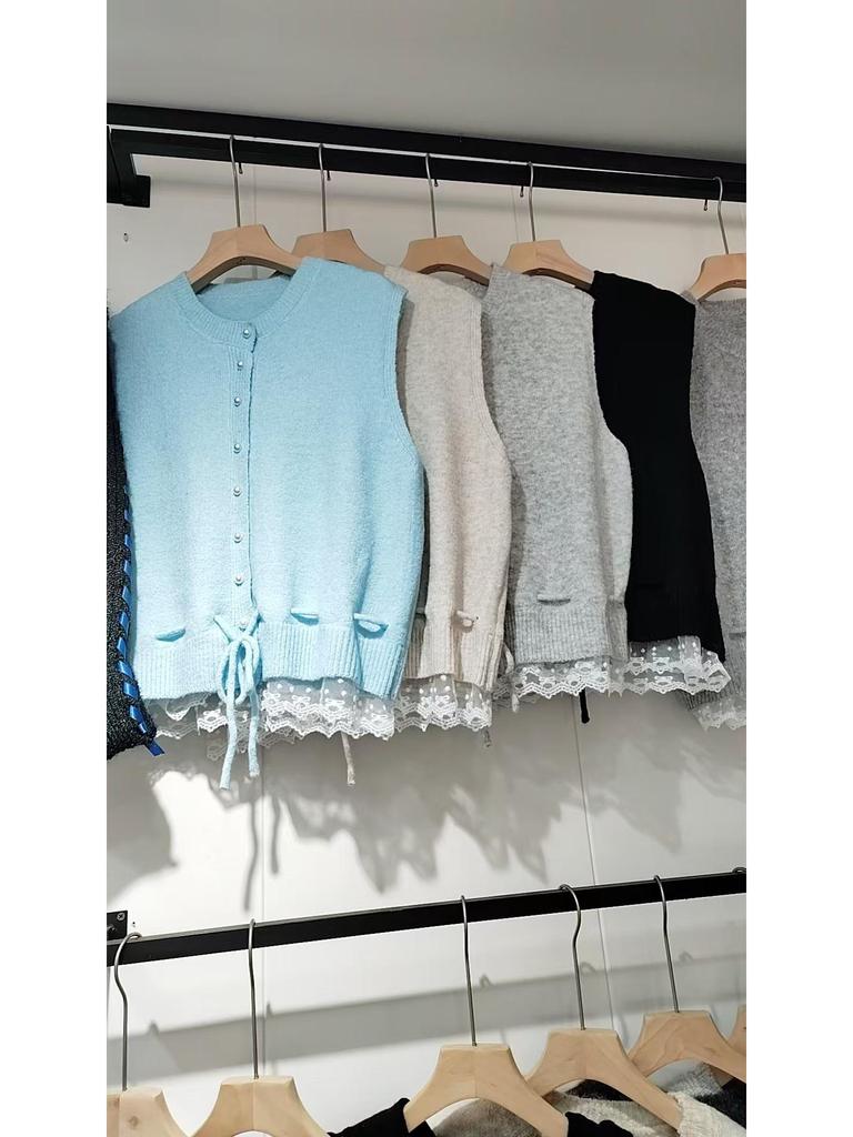 Ärmellose Strickweste für Damen im koreanischen Stil mit tailliertem Design für Herbst und Winter