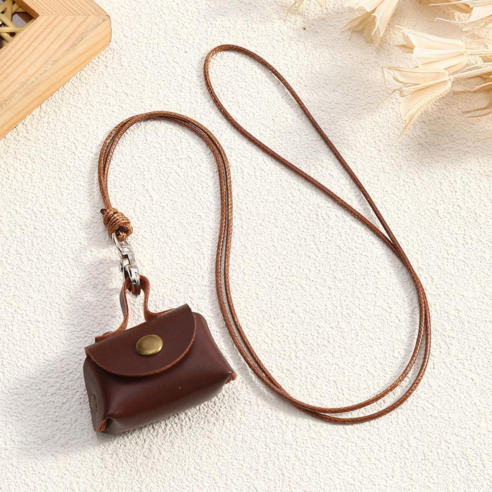 Portefeuille Mini en Cuir Vintage Collier Femmes Mode Porte-Clés Pendentif Chaîne Longue Accessoire