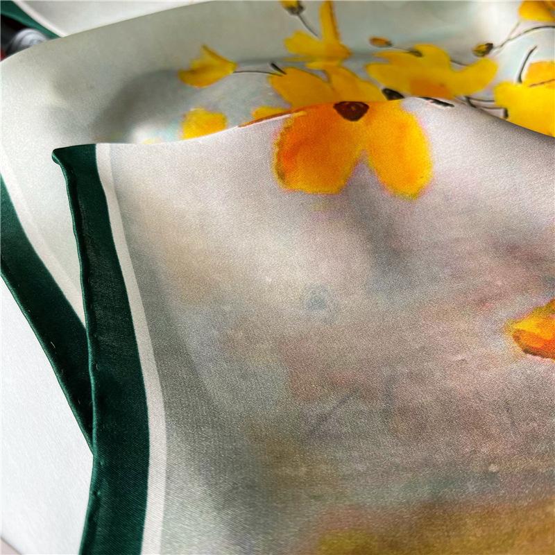 110*110 Cm Square Silk Scarf Women's Fashion Printed Small Neck Scarf Office Women's Hair Belt Folar Handkerchief Women's Handkerchief Shawl Scarf