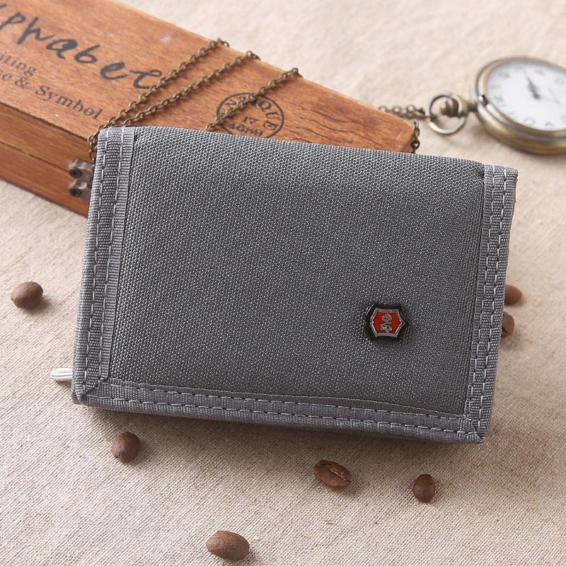 Men's 2025 Solid Color Korean Style Tri-fold Canvas Wallet & Coin Purse