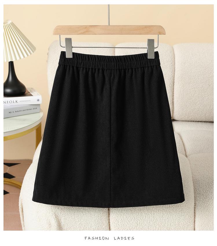 Plus Size Women's Irregular Pleated A-line Skirt with High Waist and Elastic Back - Spring/Autumn