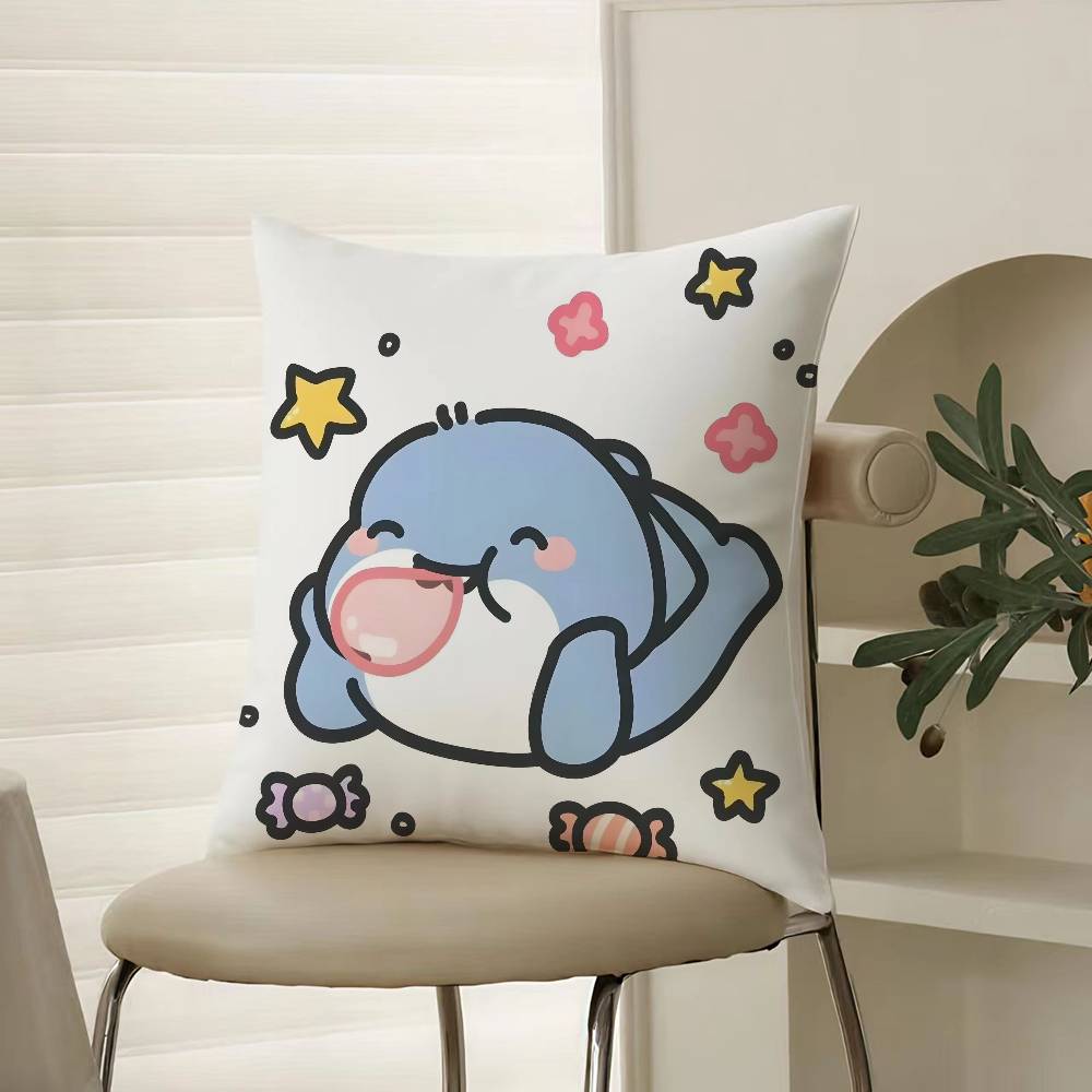 Tecknad Söt Hajar Monster Bild Kuddfodral Komfort Soffa Säng Silkeslen elegant Osynlig dragkedja Dekorativt kuddöverdrag