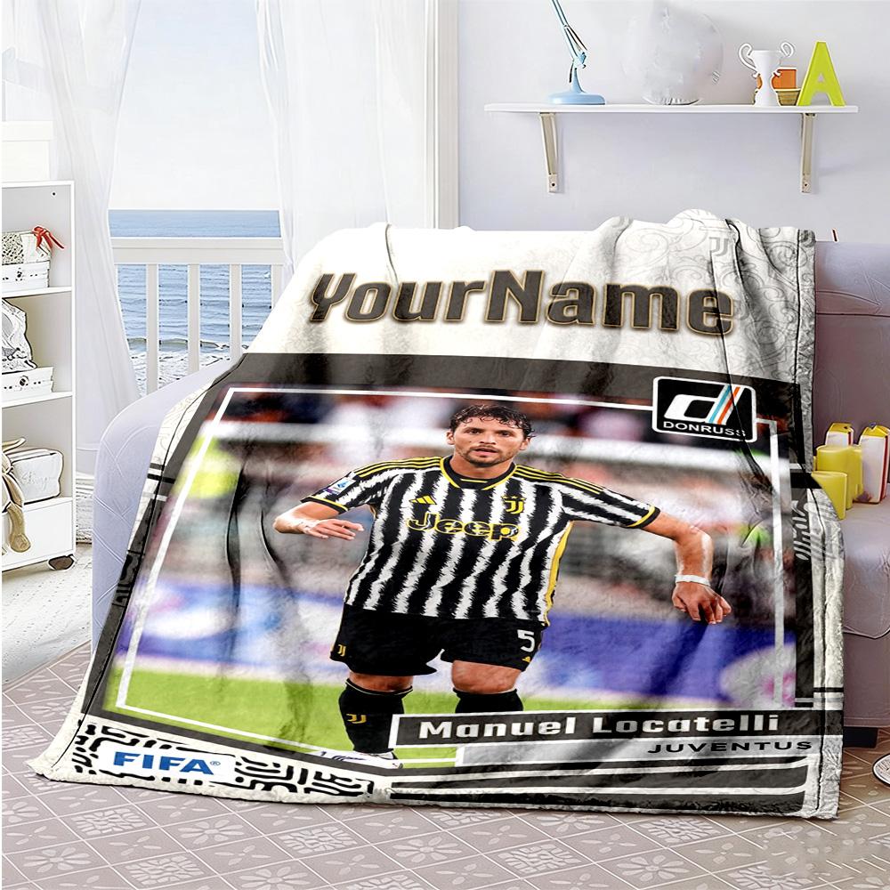 Juventus Personalized Text Blanket Cozy Customizable Blanket Durable Comfort Great for Sofa Living Room Picnics Bed for All Occasions