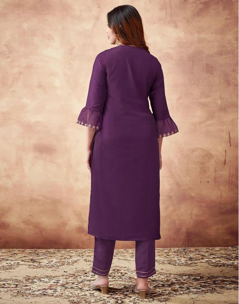 Ensemble Kurta Pantalon Dupatta en Mélange de Coton pour Femme Designer Indien Tenue de Soirée Kurti Salwar Suit