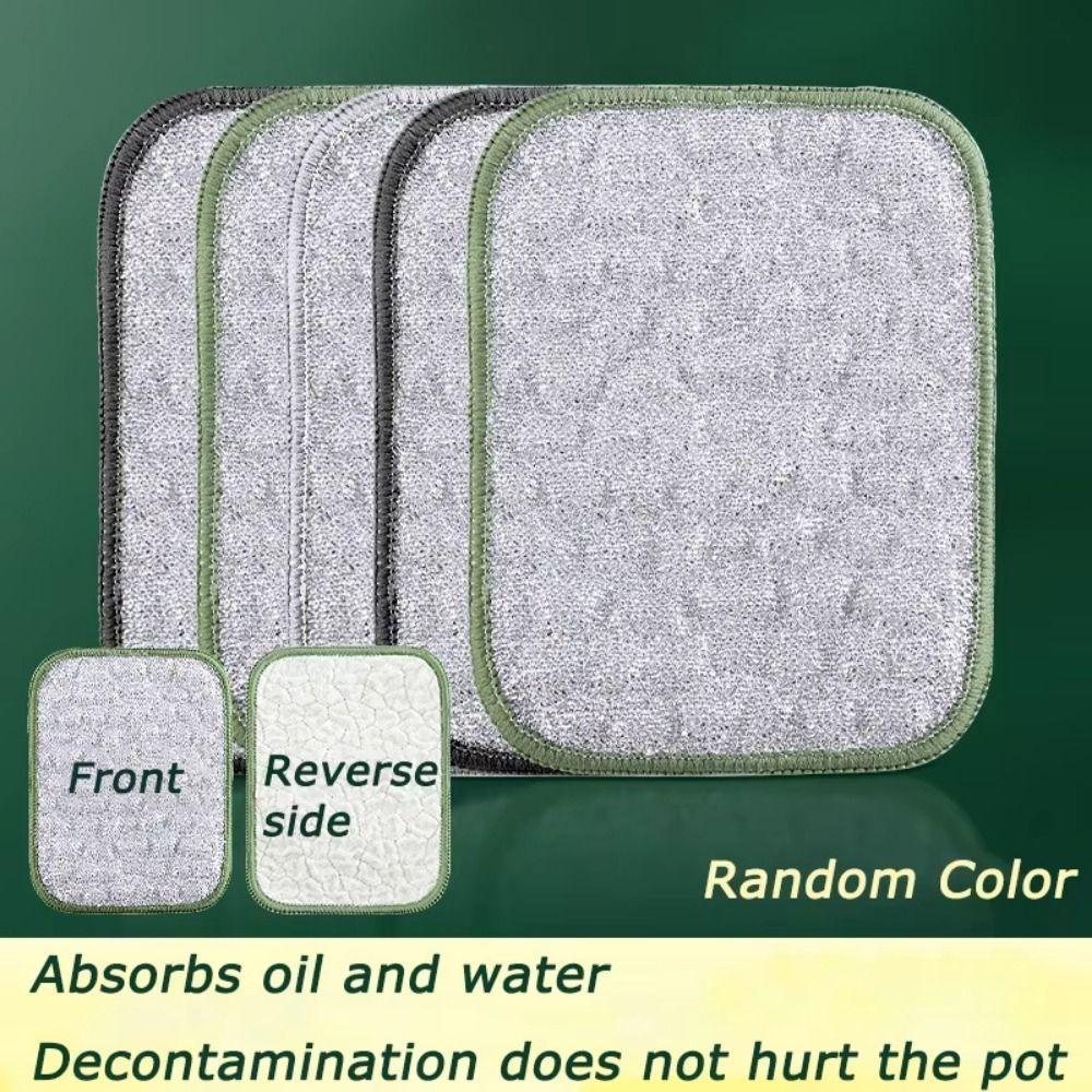 5Pcs Non-Stick Oil Wiping Rags Reusable Kitchen Cleaning Cloths Dishwashing Sponge  Home Use