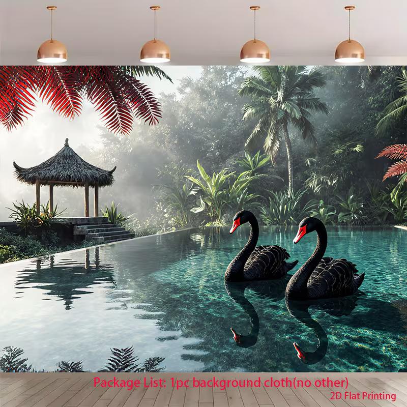 

2D Nature Landscape Black Swan Background Cloth Decor 47.2x31.5inch/120*80cm