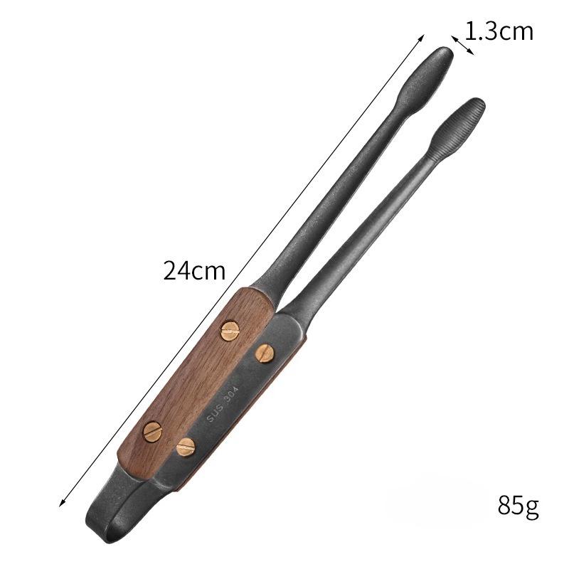 Walnut Stainless Steel Food Anti-scalding Food Clip Food Tongs Meat Salad Bread Serving Tongs for Barbecue Cooking Utensils